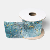 Luxe blauwe, witte en gouden metalen zijden lint (Spoel)
