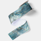Luxe blauwe, witte en gouden metalen zijden lint (Achterkant)