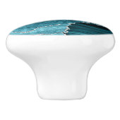 Luxe Blauwgroen Agaat Zilver Faux Glitter Lade Kno Keramische Knop (Zijkant)