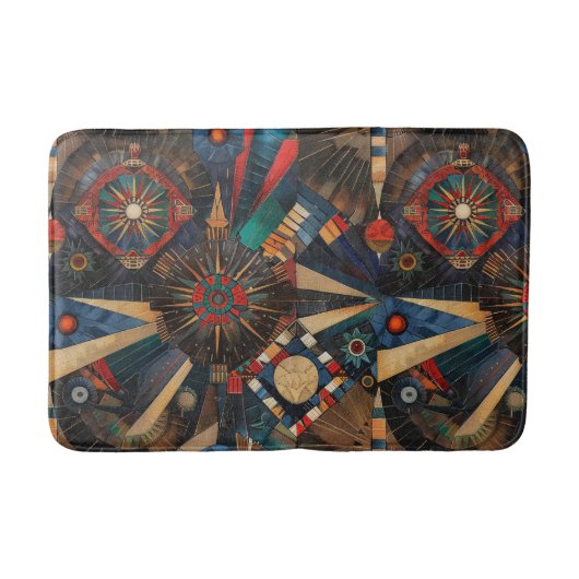 Luxe Blauwgroen "Ancient Indigenous Chronicles" vl Badmat (Voorkant)