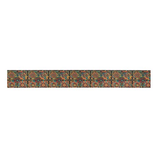 Luxe Blauwgroen "Aztec Dream" Crafting Grosgrain R Grosgrain Lint (Voorkant)