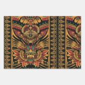 Luxe Blauwgroen "Aztec Dream" Glossy Wrapping Shee Inpakpapier Vel (Voorkant 3)