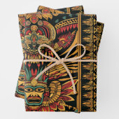 Luxe Blauwgroen "Aztec Dream" Glossy Wrapping Shee Inpakpapier Vel (In situ)