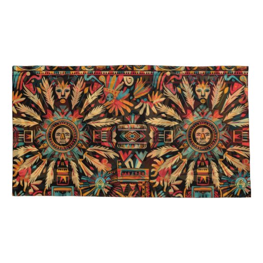 Luxe Blauwgroen "Aztec Dream" King Kussensloop (Achterkant)