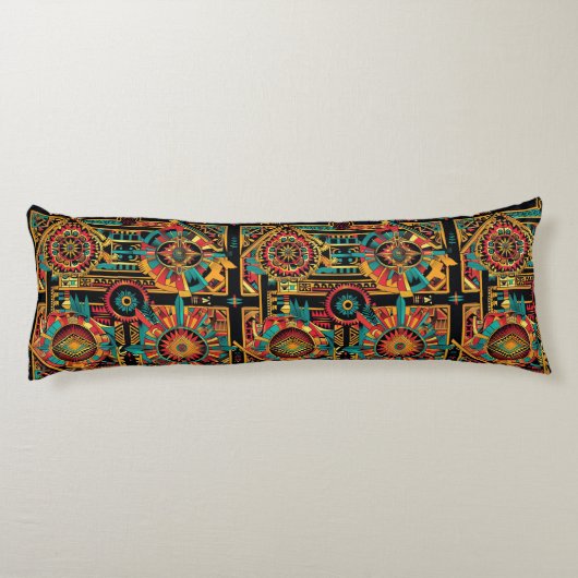 Luxe Blauwgroen "Aztec Dream" pluche body kussen (Achterkant)