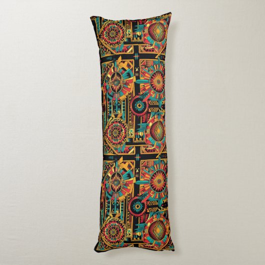 Luxe Blauwgroen "Aztec Dream" pluche body kussen (Achterkant (Verticaal))