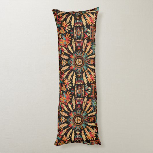 Luxe Blauwgroen "Aztec Dream" pluche body kussen (Achterkant (Verticaal))