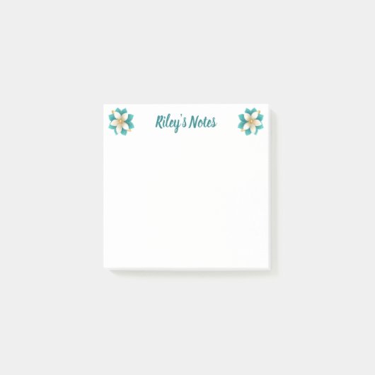 Luxe Blauwgroen bloemnaam Post-it® Notes (Voorkant)