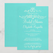 Luxe Blauwgroen Bridal Shower-uitnodigingen Kaart (Voorkant / Achterkant)