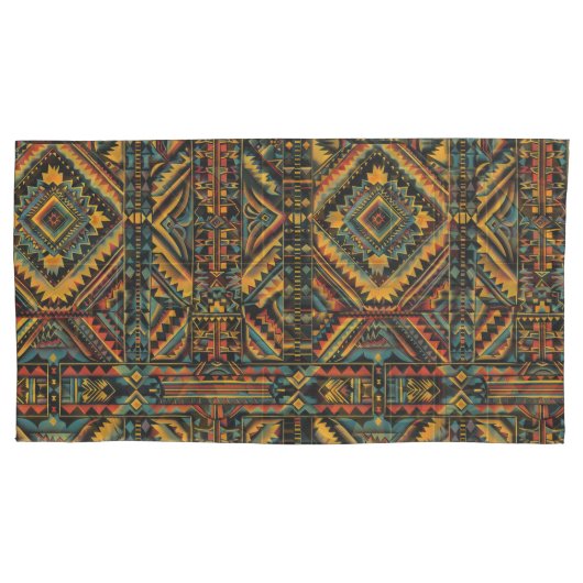 Luxe Blauwgroen "eeuwenoude geometrische elegantie Kussensloop (Voorkant-Links)