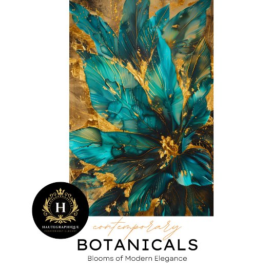 Luxe Blauwgroen en gouden botanisch weefselpapier Tissuepapier