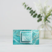 Luxe Blauwgroen en gouden marmeren vloeistof Abstr Visitekaartje (Staand voorkant)