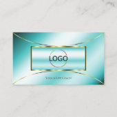 Luxe Blauwgroen Gold Decor Chic met Logo en foto Visitekaartje (Voorkant)