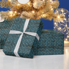 Luxe Blauwgroen & Gold Grid Gift Wrap Cadeaupapier