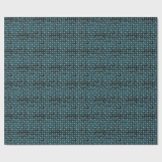 Luxe Blauwgroen & Gold Grid Gift Wrap Cadeaupapier (Vlak)