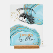 Luxe Blauwgroen gouden marmeren wimperextensie mak Acryl Bord (Voorkant)