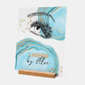 Luxe Blauwgroen gouden marmeren wimperextensie mak Acryl Bord (Hoek)