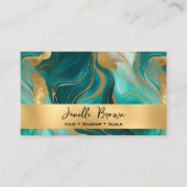 Luxe Blauwgroen marmer en goudfolie Visitekaartje (Voorkant)