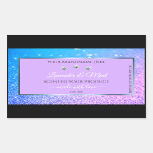 Luxe Blauwgroen Paarse Glitter Product Labels diam