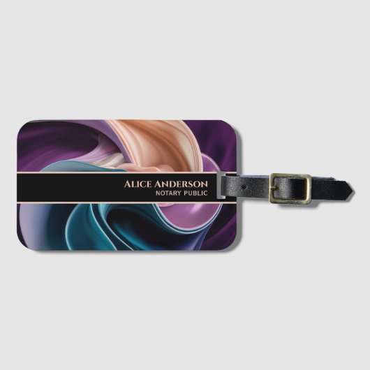 Luxe blauwgroen pruim violet beige elegant glam ch bagagelabel (Voorkant (horizontaal))