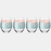 Luxe blauwgroen roos gouden glitter druppels Drink Wijnglas Zonder Voet (Voorkant)