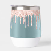 Luxe blauwgroen roos gouden glitter druppels Water (Rechts)