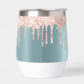 Luxe blauwgroen roos gouden glitter druppels Water (Links)