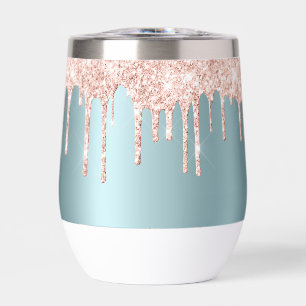 Luxe blauwgroen roos gouden glitter druppels Water