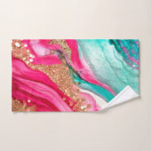 Luxe Blauwgroen Roze Gouden Glitter Bad Handdoek (Handdoek)