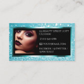 Luxe Blauwgroen Sparkling Glitter Lijst Logo en fo Visitekaartje (Achterkant)
