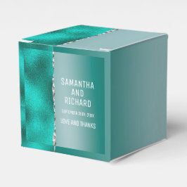 Luxe Blauwgroen Turquoise Silver Glitter Bedankdoosjes