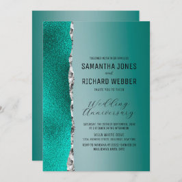 Luxe Blauwgroen Turquoise Silver Glitter Jubileum Kaart