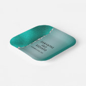 Luxe Blauwgroen Turquoise Silver Glitter Papieren Bordje (Gebogen)