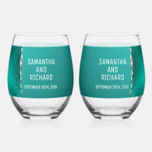 Luxe Blauwgroen Turquoise Zilveren Glitter Bruilof