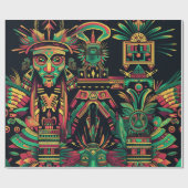 Luxe Blauwgroen "voorouderlijk paradigma" feesteli Cadeaupapier (Vlak)