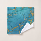 LUXE BLAUWGROEN WITTE, GOUDE, GEREEDSCHAP MET TOWE BAD HANDDOEK (Wasdoekje)