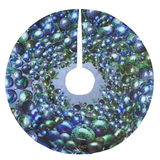 Luxe blauwgroene kerstboomrok kerstboom rok (Voorkant)