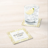 Luxe Bloei Chic Winter Wit En Gouden Bruiloft Kartonnen Onderzetters (Insitu)