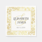 Luxe Bloei Chic Winter Wit En Gouden Bruiloft Servet (Voorkant)