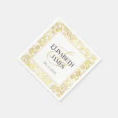 Luxe Bloei Chic Winter Wit En Gouden Bruiloft Servet (Hoek)