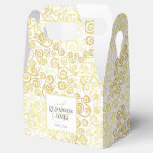 Luxe bloeien chique winter wit en goud bruiloft bedankdoosjes (Geopend)