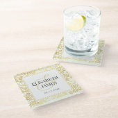 Luxe bloeien chique winter wit en goud bruiloft glazen onderzetter (Schuin)