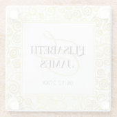 Luxe bloeien chique winter wit en goud bruiloft glazen onderzetter (Achterkant)