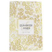 Luxe bloeien chique winter wit en goud bruiloft medium cadeauzakje (Voorkant)