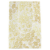 Luxe bloeien chique winter wit en goud bruiloft medium cadeauzakje (Achterkant)