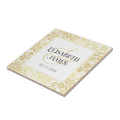 Luxe bloeien chique winter wit en goud bruiloft tegeltje (Zijkant)