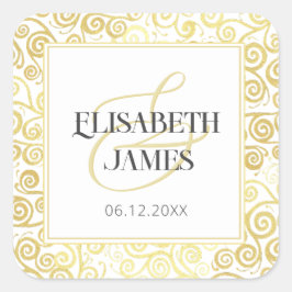 Luxe bloeien chique winter wit en goud bruiloft vierkante sticker