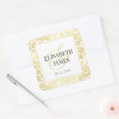 Luxe bloeien chique winter wit en goud bruiloft vierkante sticker (Envelop)