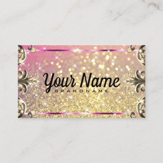 Luxe  bloeiende glitter lichtgevende sterren visitekaartje (Voorkant)