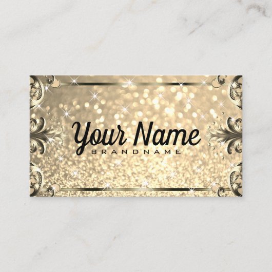 Luxe  bloeiende glitter lichtgevende sterren visitekaartje (Voorkant)